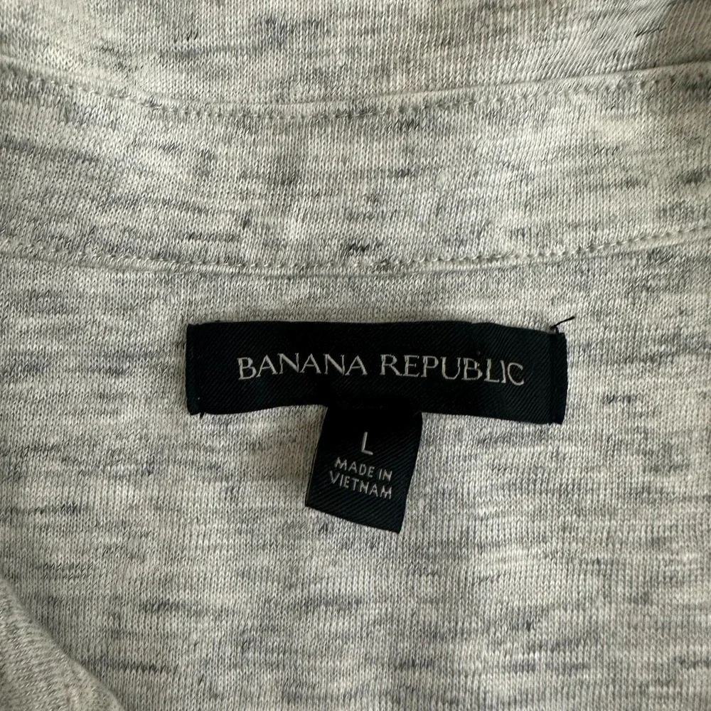 Banana Republic 100% Linen Soft Shirt Gray Camp Short Sleeve Button Up Mens L